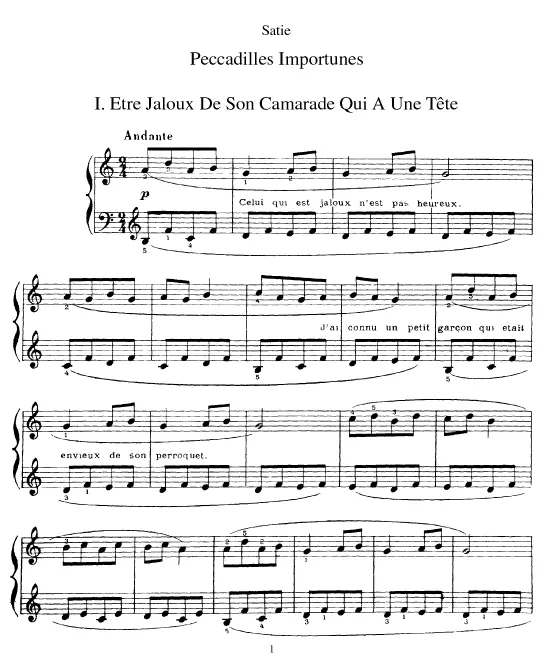 First page of Peccadilles importunes