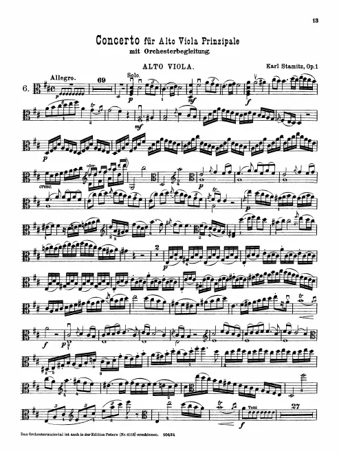 First page of Viola Concerto in D major