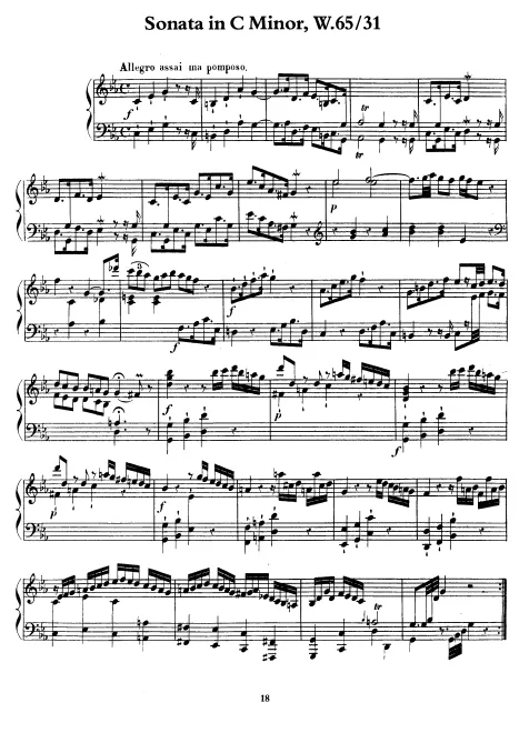 First page of Keyboard Sonata in C minor