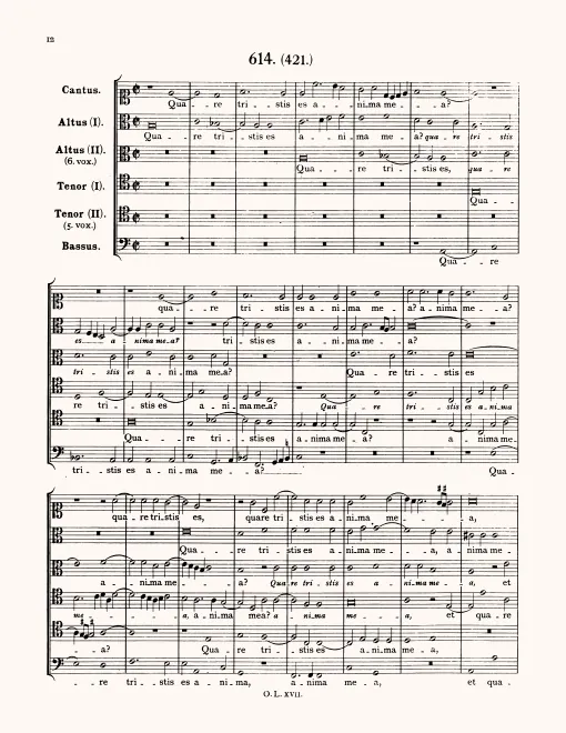 First page of Quare tristis es anima mea