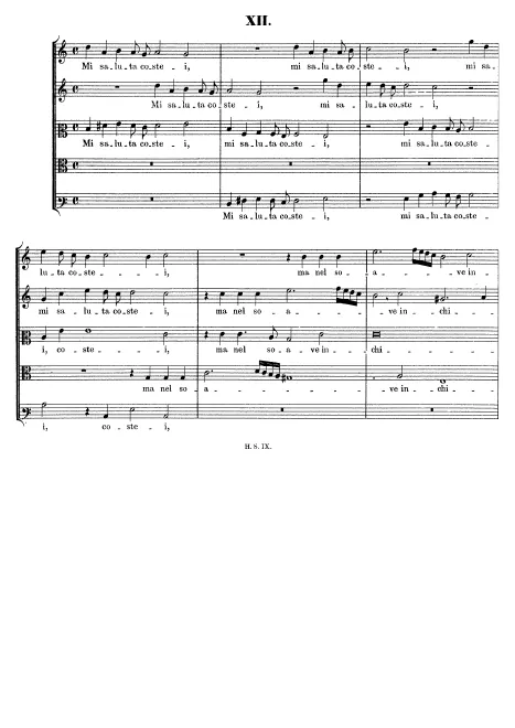 First page of Mi saluta costei, SWV 12