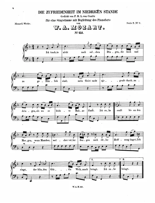 First page of Die Zufriedenheit im niedrigen Stande