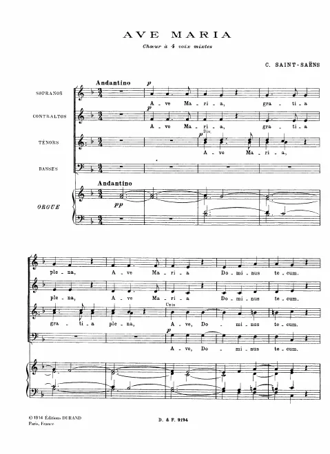 First page of Ave Maria