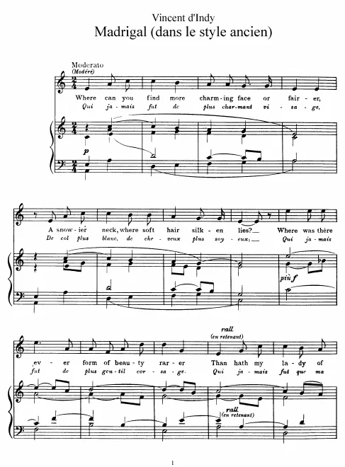 First page of Madrigal