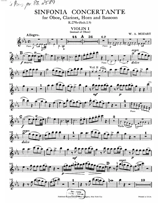 First page of Sinfonia concertante
