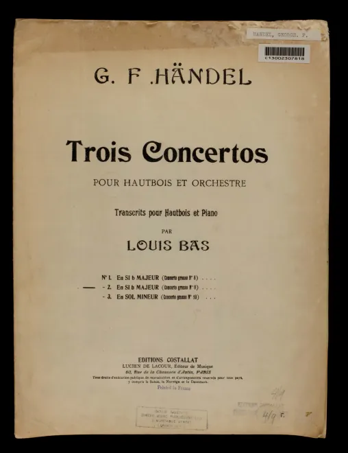 First page of Oboe Concerto in B-flat major