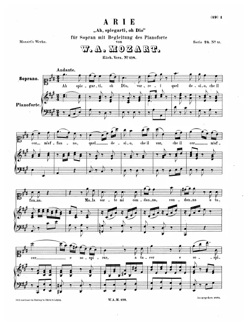 First page of Ah, spiegarti, o Dio