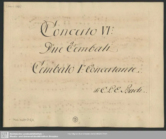 First page of Harpsichord Concerto in C major