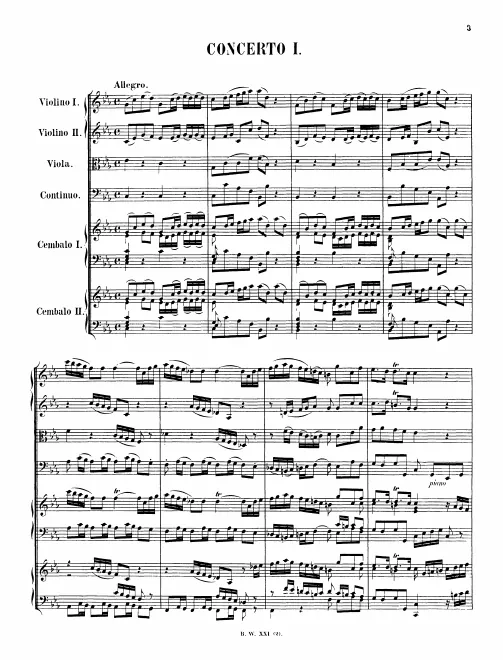 First page of Concerto for 2 Harpsichords