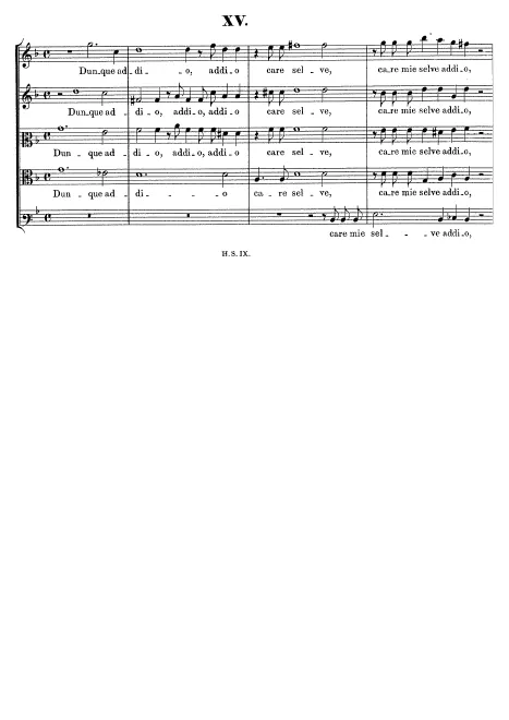 First page of Dunque addio, cara selve