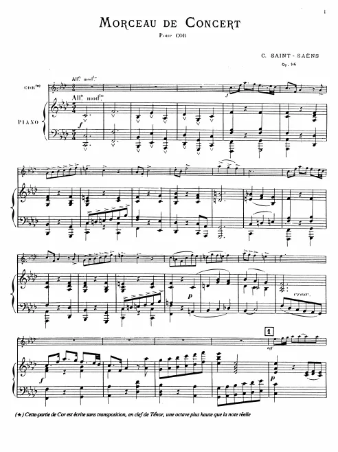First page of Morceau de concert