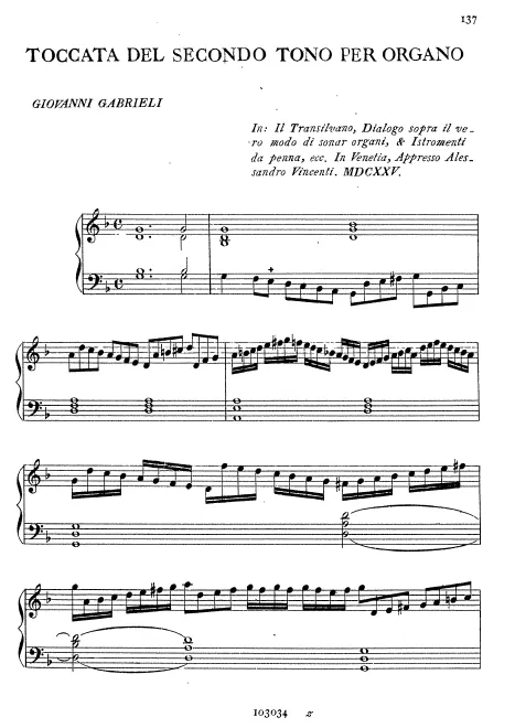 First page of Toccata del secondo tono