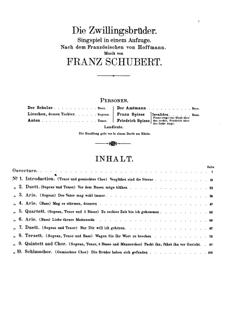 First page of Die Zwillingsbrüder
