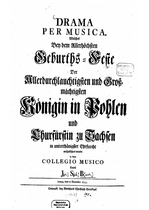 First page of Tönet, ihr Pauken! Erschallet, Trompeten!