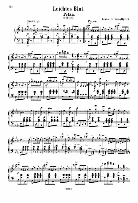 First page of Leichtes Blut, Op.319