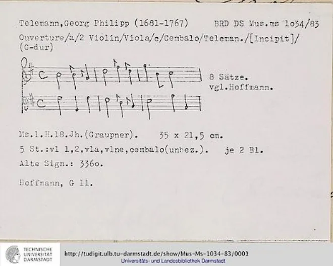 First page of Ouverture-Suite, TWV 55:G11