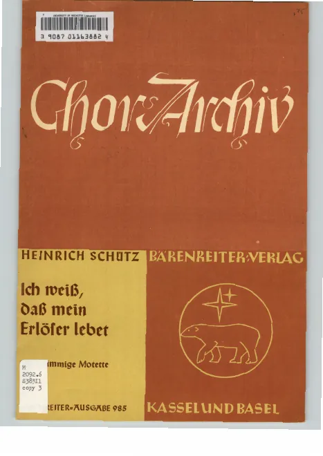 First page of Ich weiss, dass mein Erlöser lebet, SWV 457