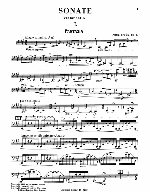 First page of Cello Sonata