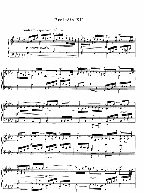 First page of Prelude and Fugue No.12 in F minor