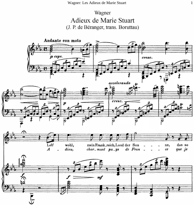 First page of Les adieux de Marie Stuart