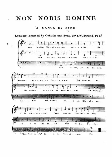 First page of Non nobis Domine