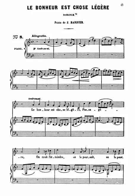 First page of Le bonheur est chose légère