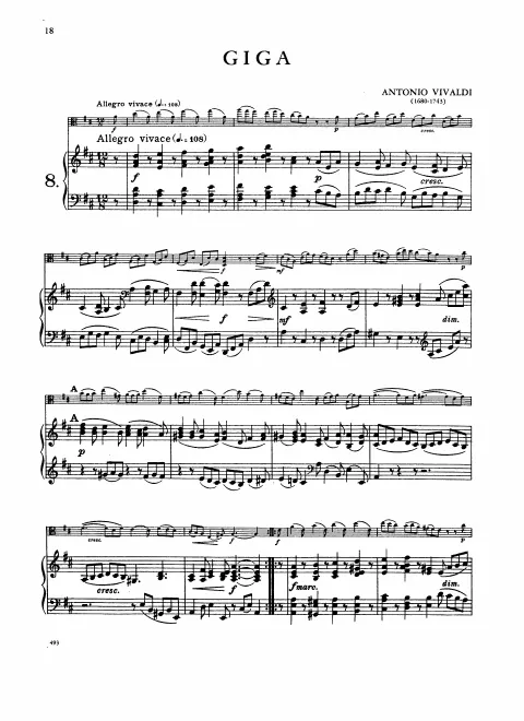 First page of Sonata for Violin and Continuo in A major