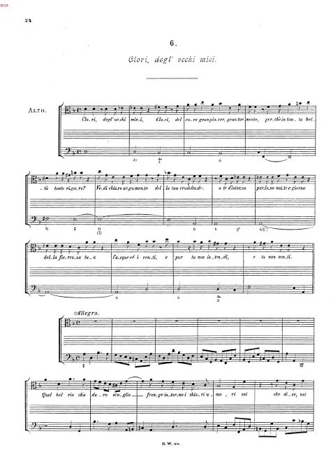 First page of Clori, degli occhi miei, HWV 91a