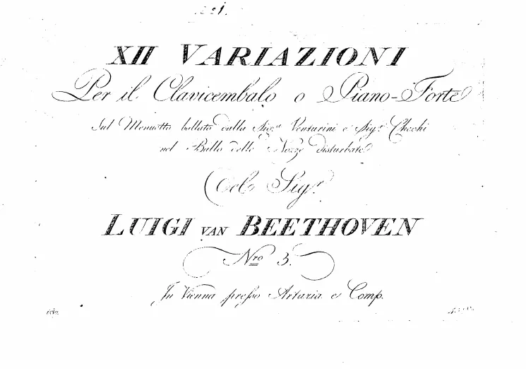 First page of 12 Variations on 'Menuet a la Vigano'