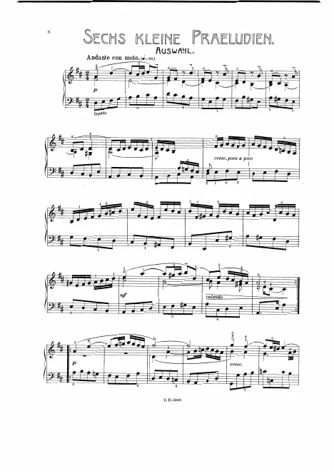 First page of Little Prelude in D major