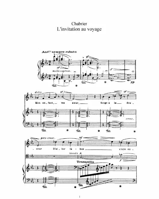 First page of L’invitation au voyage