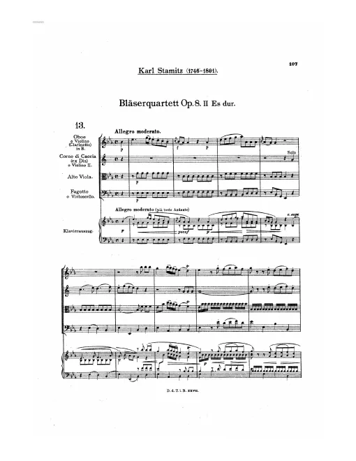 First page of Quartet in E-flat major