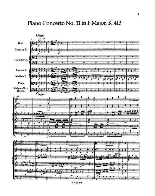 First page of Piano Concerto No.11