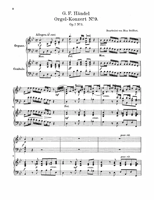 First page of Organ Concerto in B-flat major