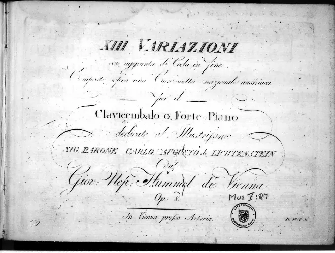 First page of Variations on a Austrian song