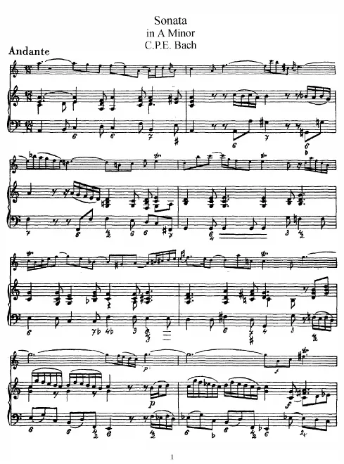 First page of Flute Sonata in A minor
