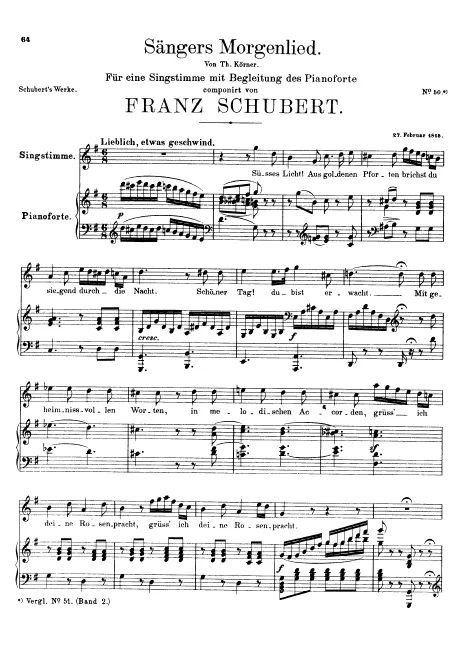 First page of Sängers Morgenlied