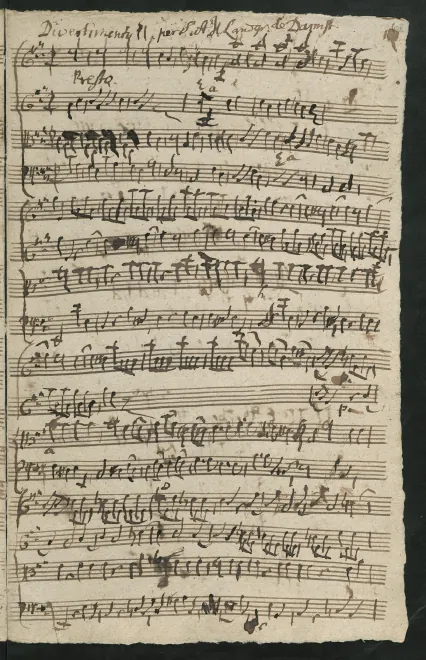 First page of Divertimento in A major