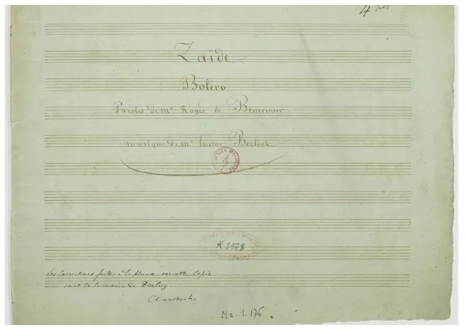 First page of Zaïde: boléro
