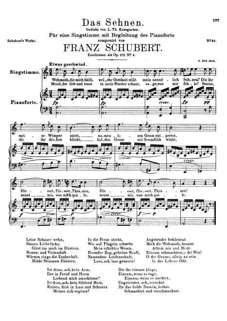 First page of Das Sehnen