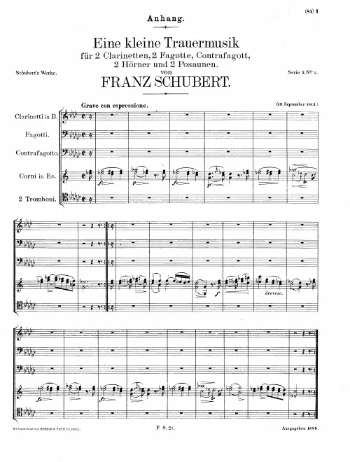 First page of Franz Schuberts Begräbnis-Feyer
