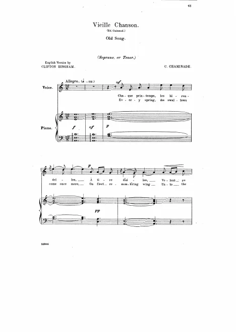 First page of Vieille chanson