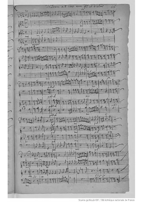First page of Te Deum à 8 voix avec flûtes et violons