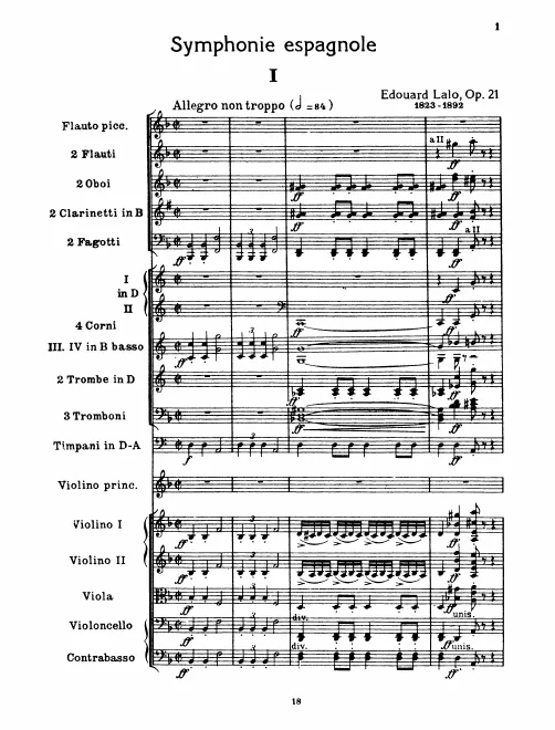 First page of Symphonie espagnole