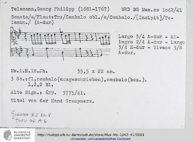 First page of Trio Sonata in A major