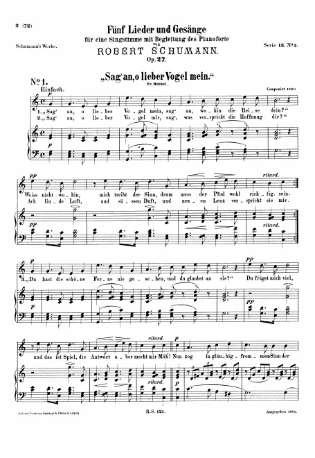 First page of Lieder und Gesänge, Vol.I
