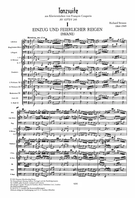 First page of Tanzsuite aus Klavierstücken von François Couperin