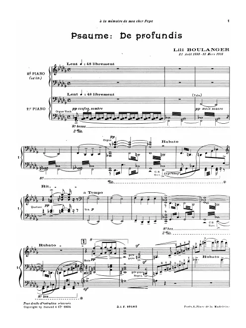 First page of Psaume CXXX. "Du fond de l’abîme"