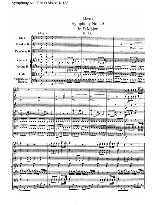 First page of Symphony No.20