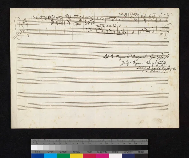 First page of Fugue in D major, K.Anh.A 62